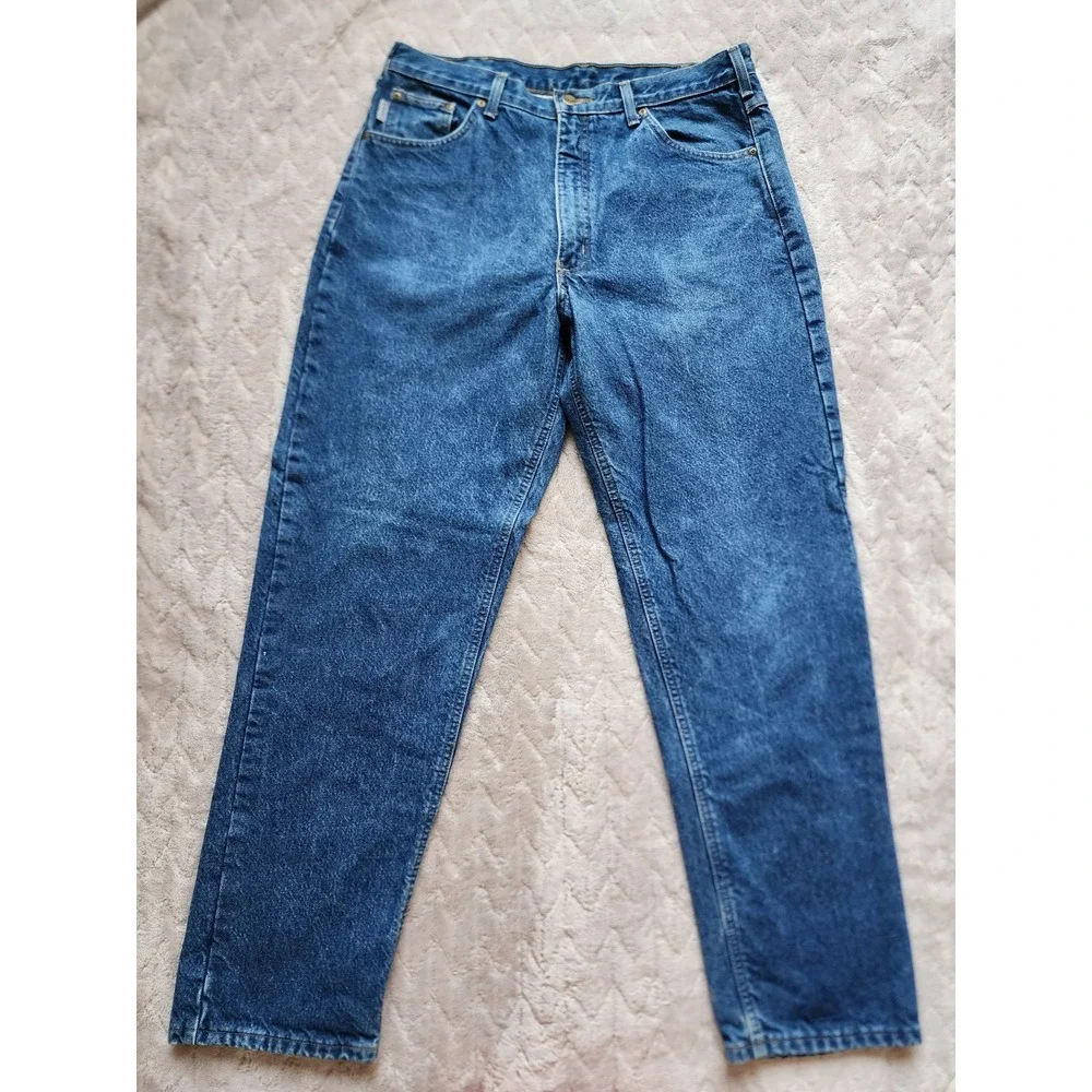 Vintage Carhartt Blanket Lined Denim Jeans Mens 36x32 Blue Straight B21 DST